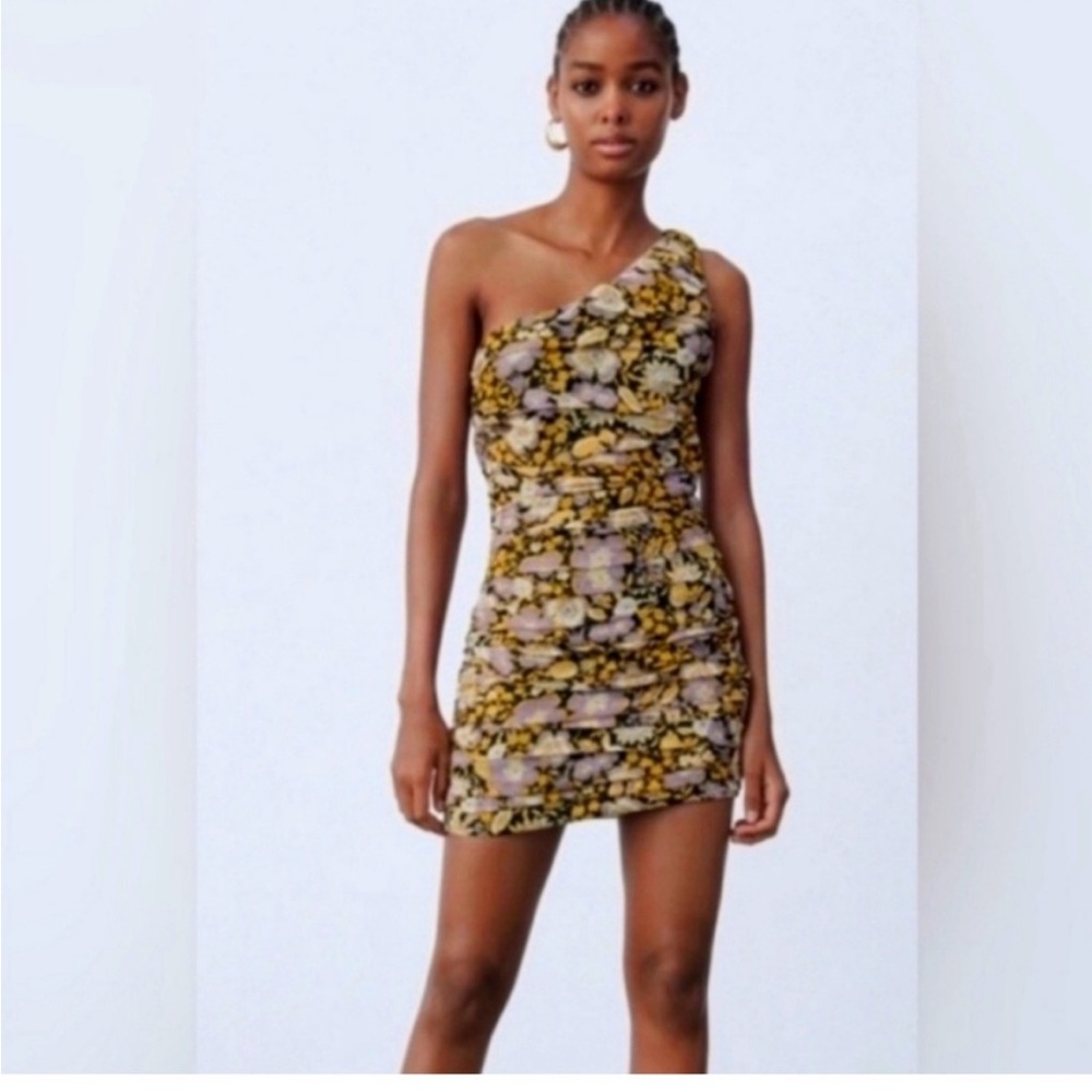 ZARA one shoulder multi colored dress Size L